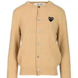 Comme des Garcons PLAY Tan Cashmere Cardigan Sweater Size L
